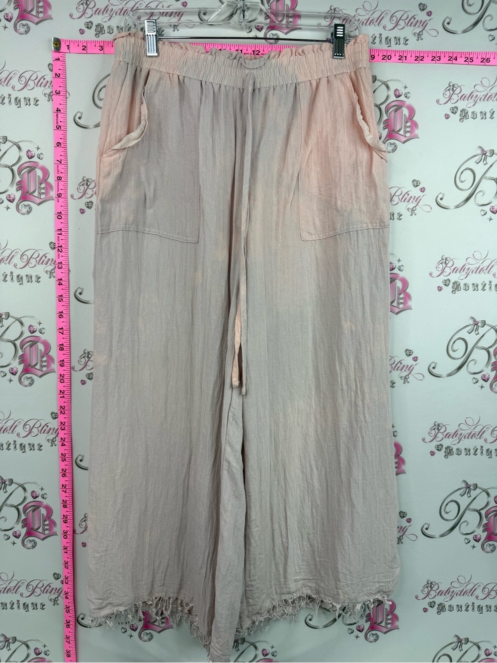 Gilli pants tie dye light pink Women's Wide-Leg Drawstring Pants in Pale Blush